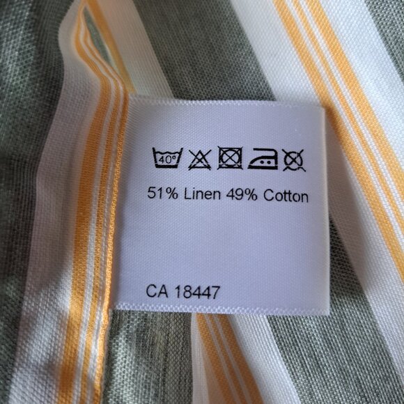NEW Stenstroms Striped Green Orange Button Down Linen Cotton Dress Shirt Size L - Picture 16 of 16